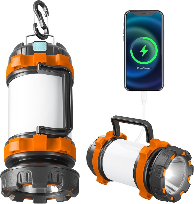 AlpsWolf Camping Lantern Rechargeable , Camping Flashlight 4000 Capacity, 6 Modes, IPX4 Waterproof, Led Lantern Camping, Hiking, Outdoor Recreations, Orange 1 Pack - Image 1